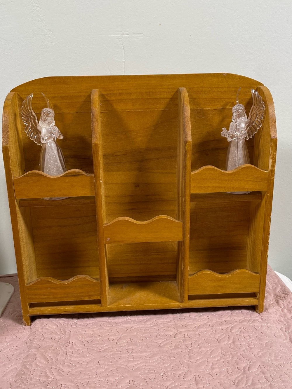 Vintage-Inspired Wooden Wall Display Shelf in Light Brown